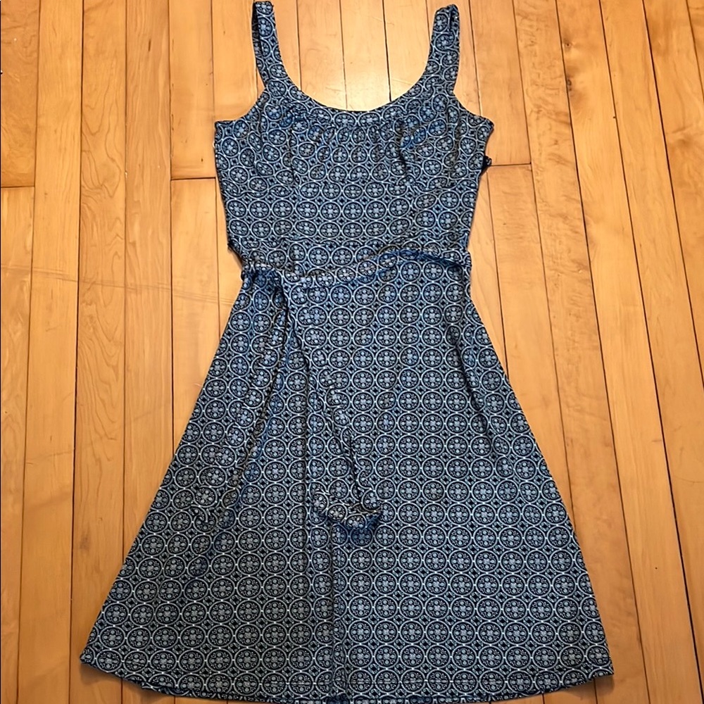 LOFT Blue Geometric Midi Dress
